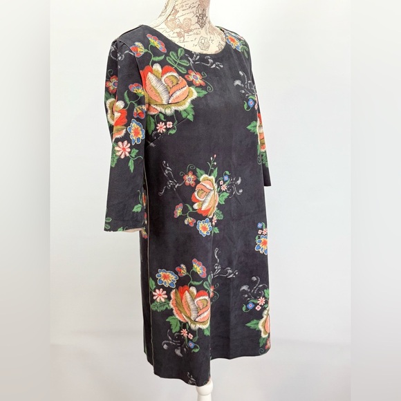 DOR DOR COUTURE Dark gray with floral print Mini shift Dress size S - Picture 7 of 13